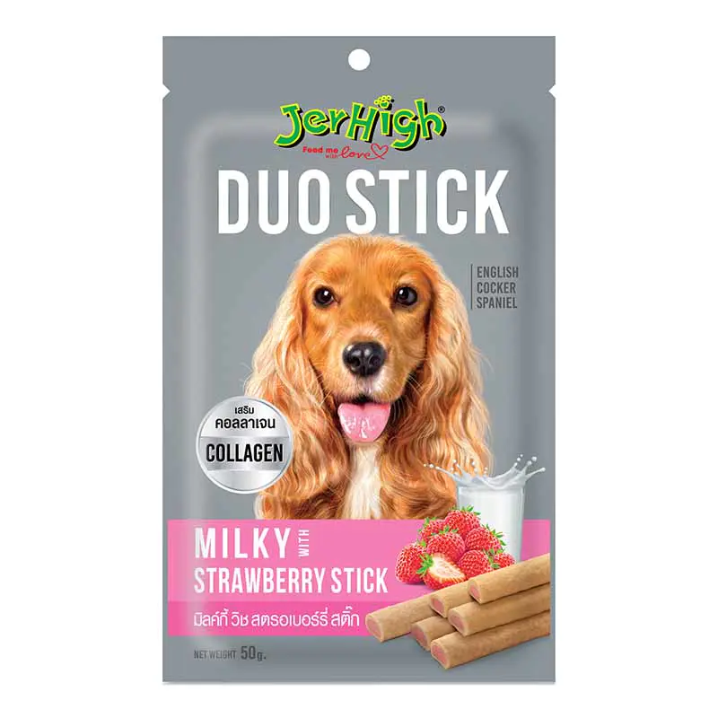 Jerhigh Dog Treats Duo Milky Strawberry 50g