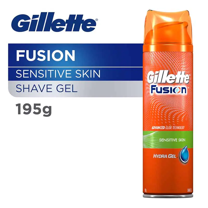 Gillette Fusion Hydra Gel Shave Prep Sensitive Skin 195G