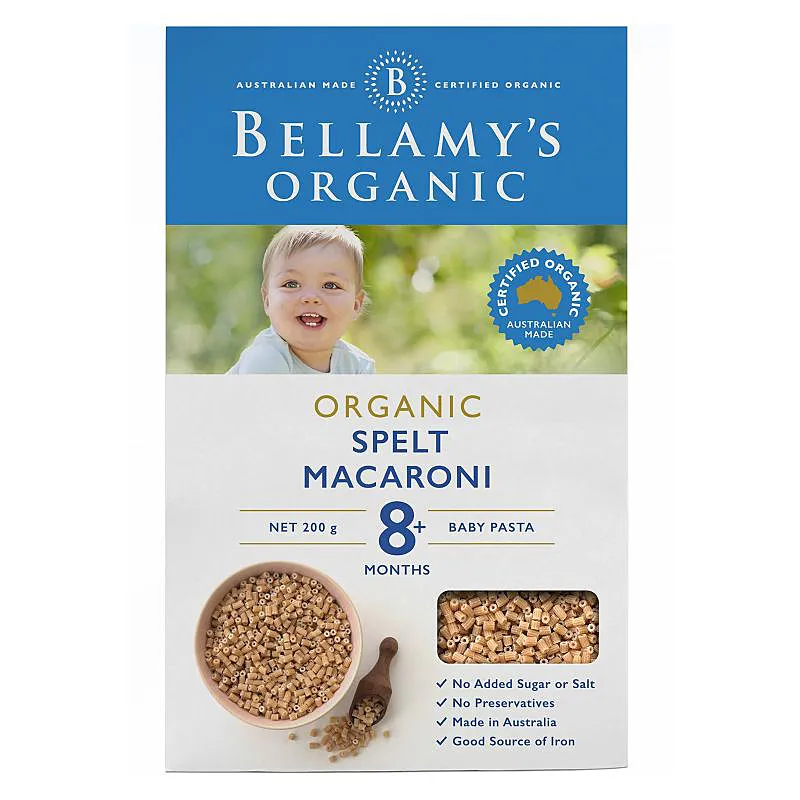Bellamy's Organic Spelt Macaroni 8M, 200g