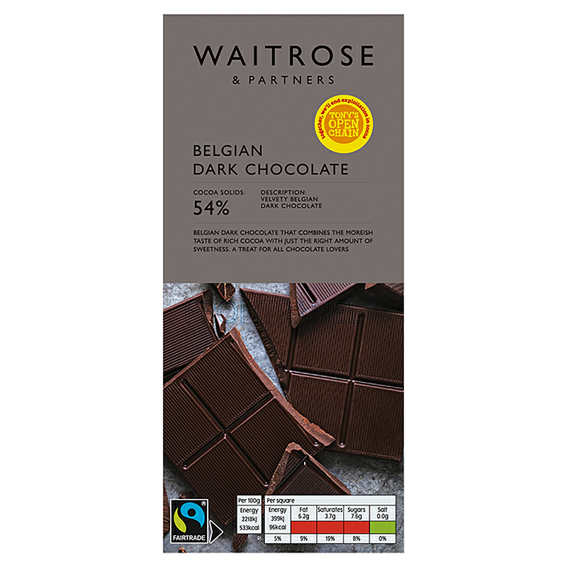 Waitrose 54% Belgian Dark Chocolate 180g