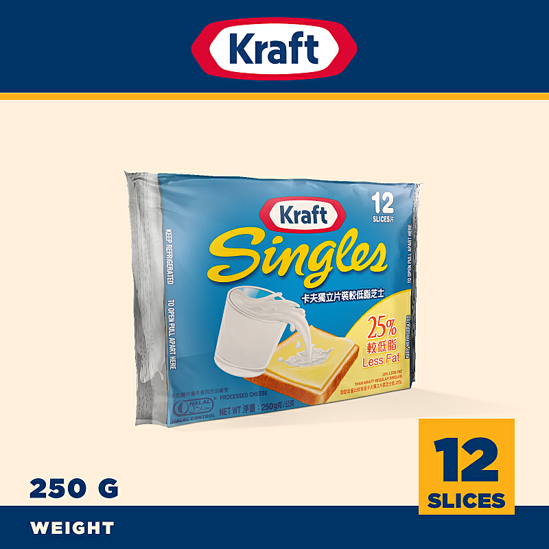Kraft Single Cheese Slice Low Fat 12s 250g